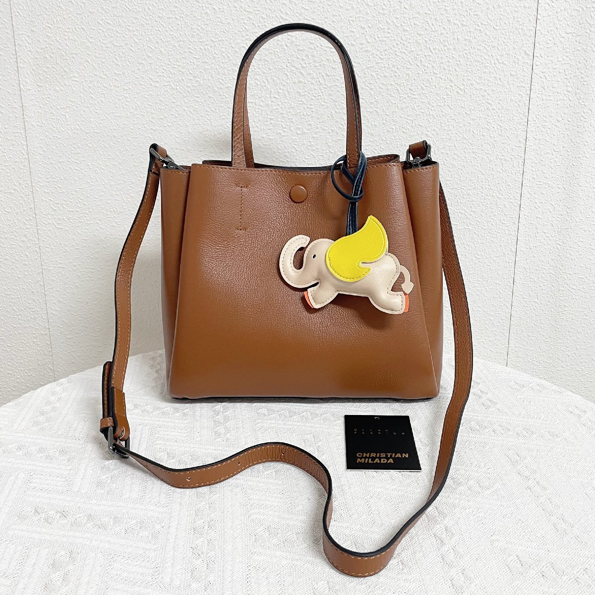  top class EU made regular price 12 ten thousand *christian milada* milano departure * handbag * fine quality cow leather leather original leather 2way shoulder .. handbag outing lady's 