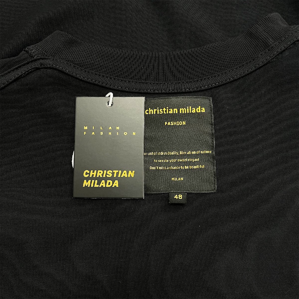 定価2万★christian milada・ミラノ発・半袖Tシャツ★コットン100％ 薄手 通気 爽やか 蝶柄 個性 カットソー ストリート 男女兼用 夏 L/48_画像8