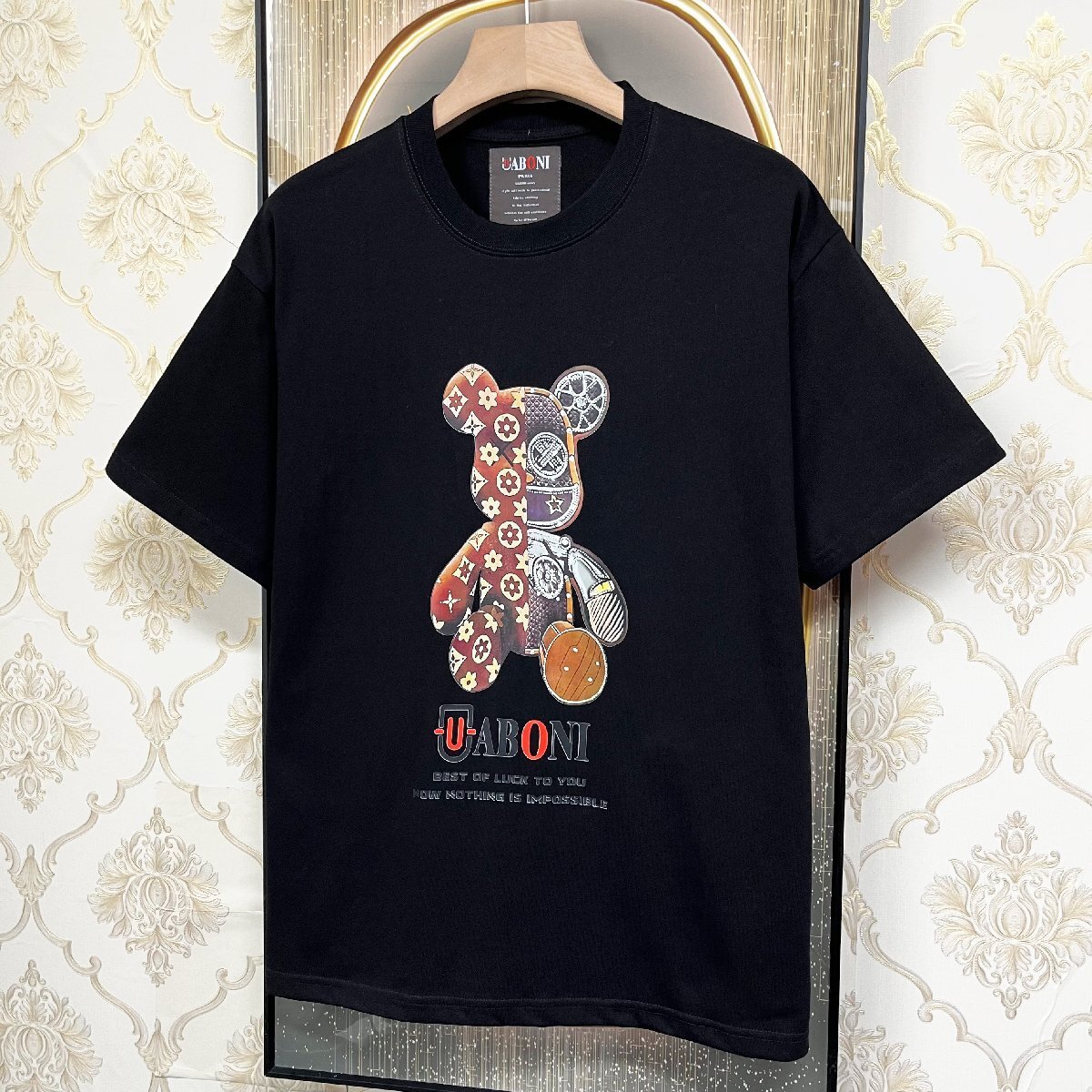 高級EU製＆定価2万◆UABONI*Paris*半袖Tシャツ*ユアボニ*パリ発◆コットン100％ 吸汗 薄手 個性 カットソー モノグラム Bearbrick L/48_画像10