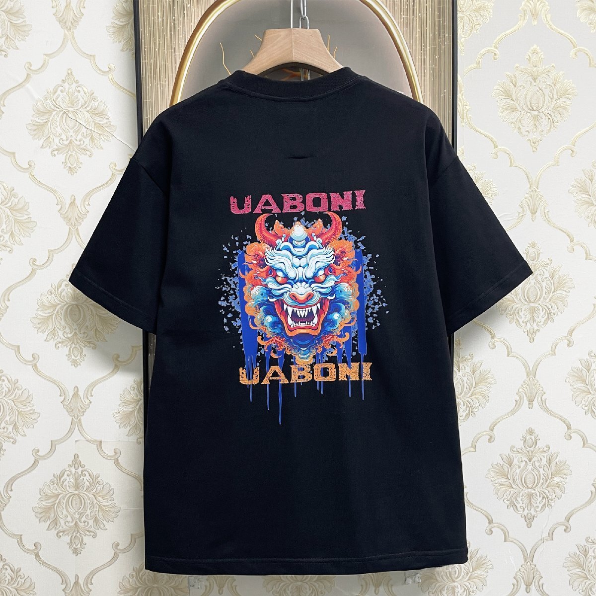 個性EU製＆定価2万◆UABONI*Paris*半袖Tシャツ*ユアボニ*パリ発◆上品 コットン100％ 通気 吸汗 遊び心 カットソー ストリート 夏 XL/50_画像1