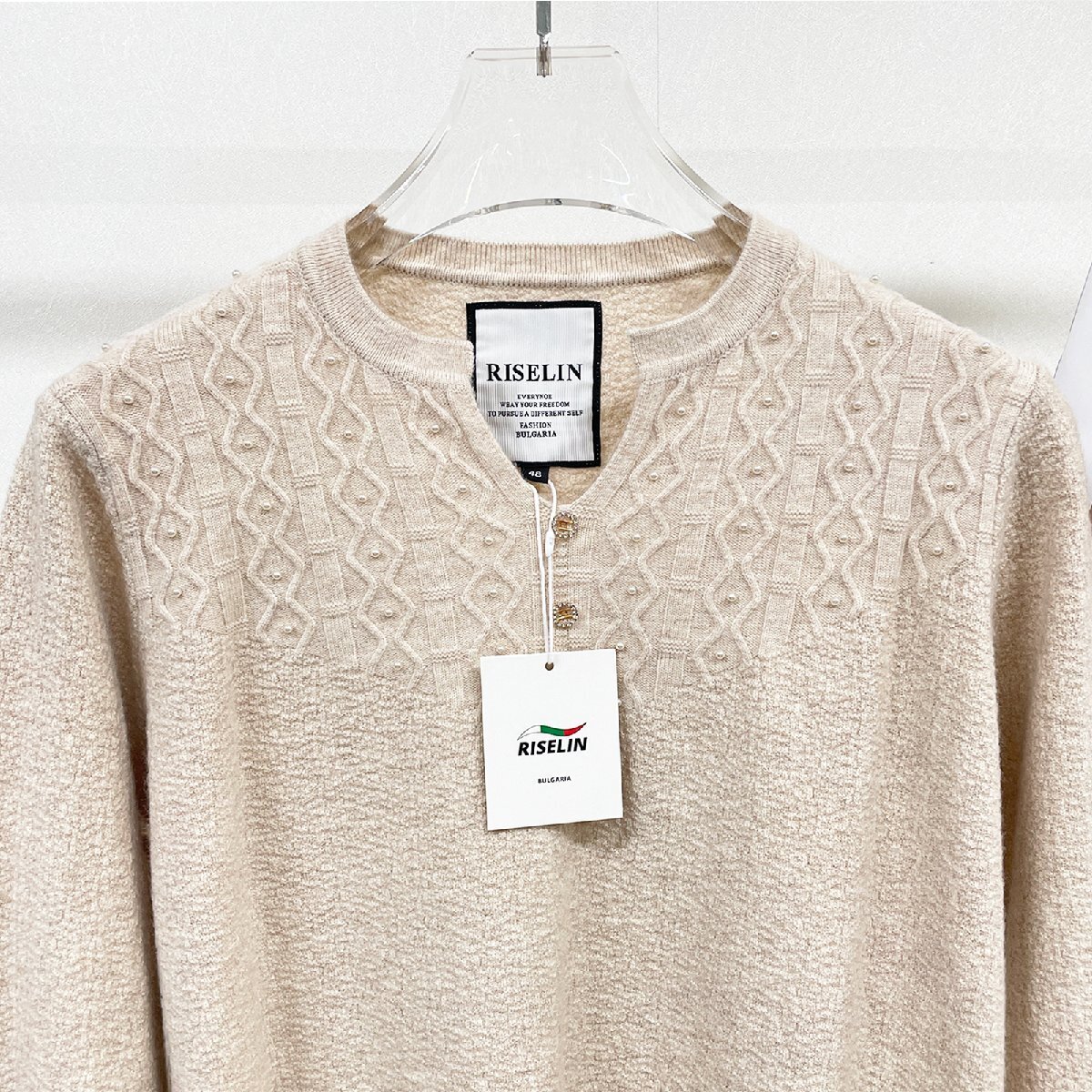  new work Europe made * regular price 5 ten thousand * BVLGARY a departure *RISELIN sweater on goods wool . protection against cold soft comfortable knitted tops beautiful lady's 2XL/52