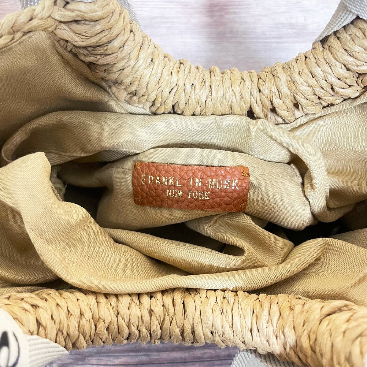 綺麗 カゴバッグ 定価11万 FRANKLIN MUSK・アメリカ・ニューヨーク発 天然素材 編み 上品 2way ショルダーバッグ ハンドバッグ レディースの画像6