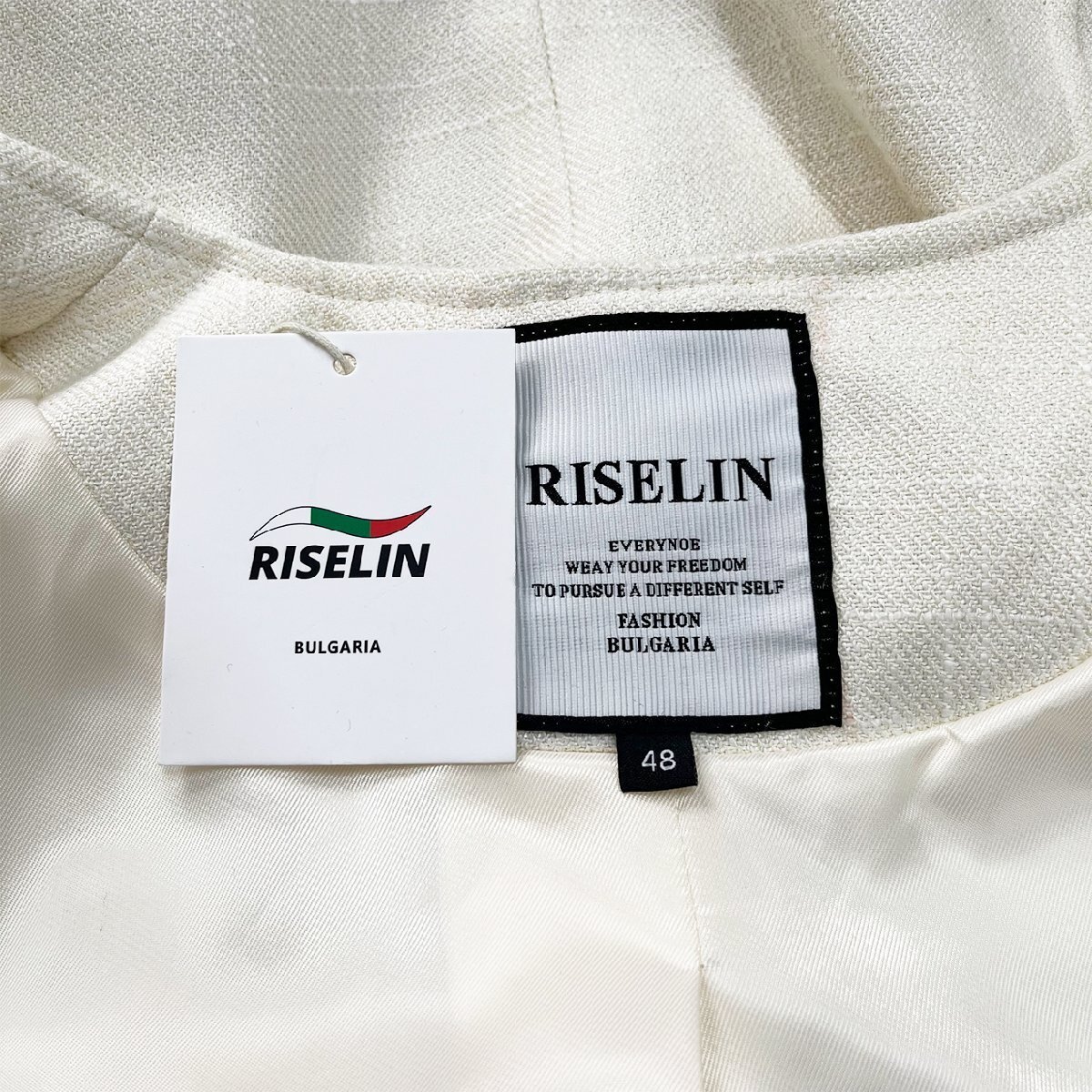 上級ヨーロッパ製※定価6万◆ブルガリア発※RISELIN ジャケット 高級麻/リネン混 薄手 洗練 無地 アウター フォーマル 通勤 レディース L_画像10