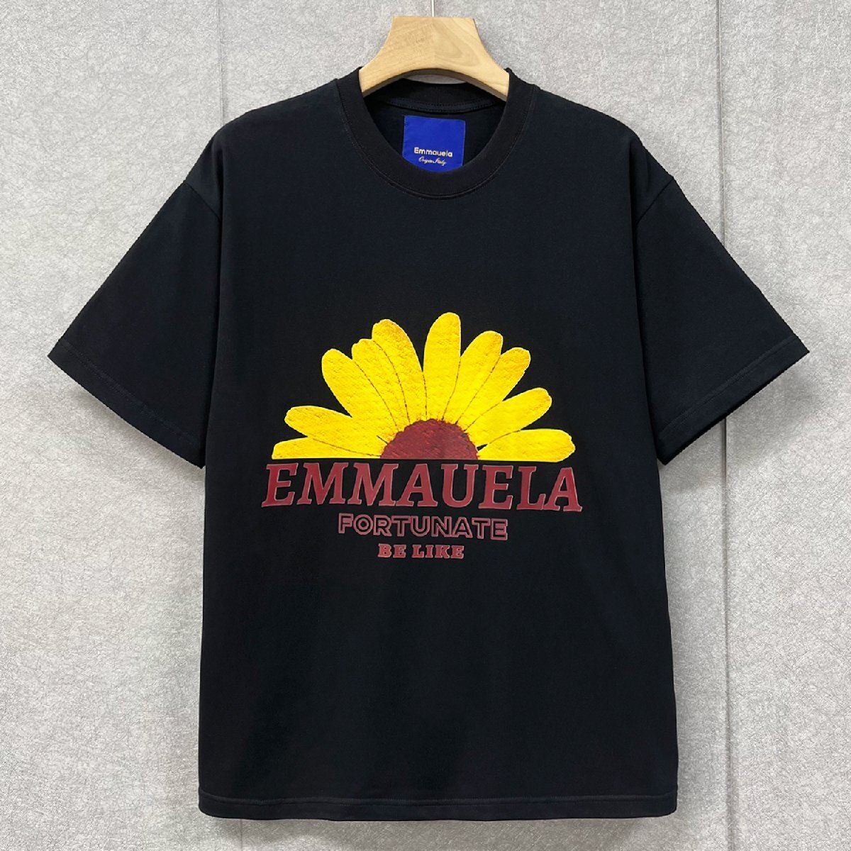 上品・半袖Tシャツ 定価2万◆Emmauela・イタリア・ミラノ発◆コットン100％ 快適 高級 通気 おしゃれ 菊 スウェット カットソー トップスXL_画像1