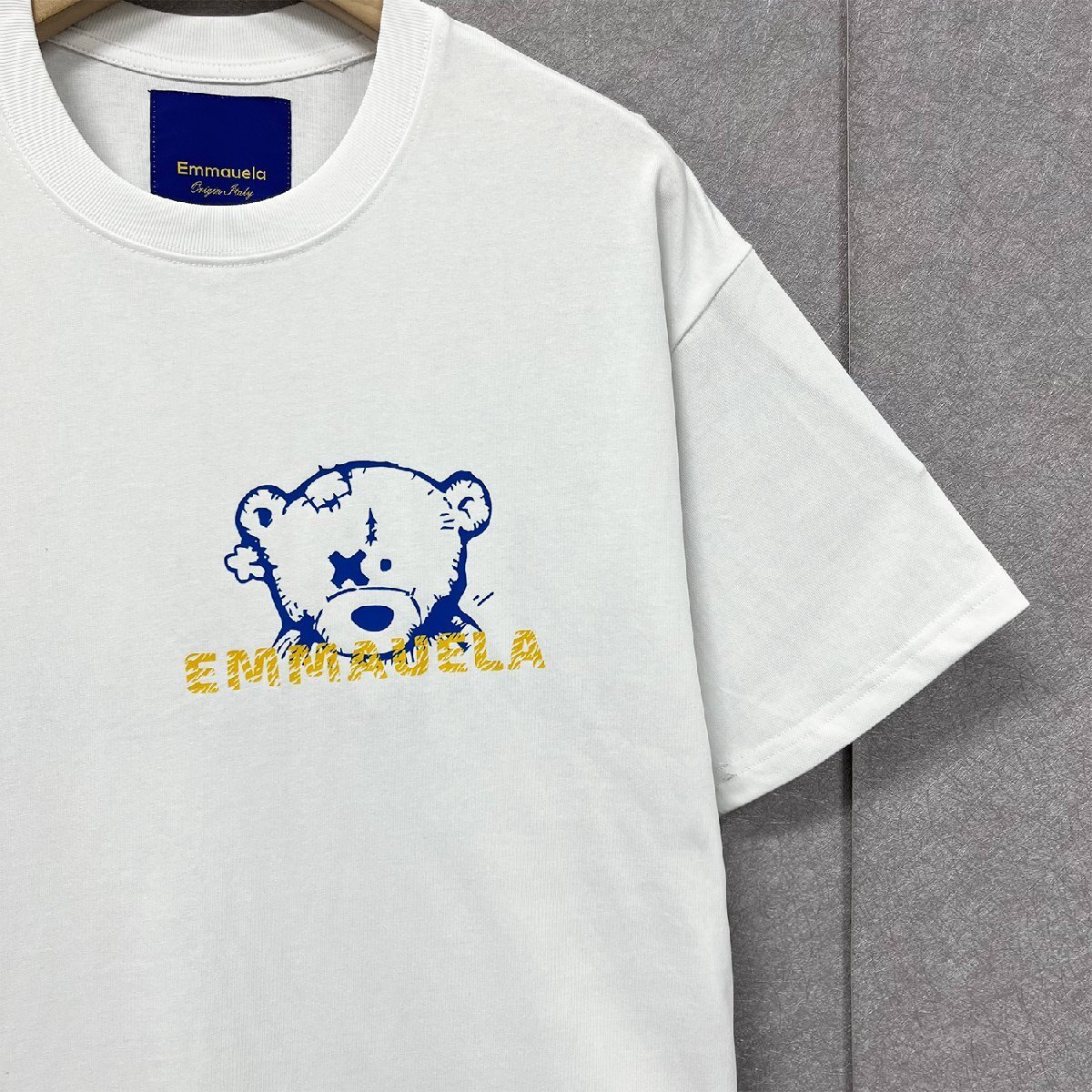 高級・半袖Tシャツ 定価2万◆Emmauela・イタリア・ミラノ発◆定番 快適 通気 吸汗 クマ ロゴ 可愛い スウェット カットソー 日常 L/48_画像7