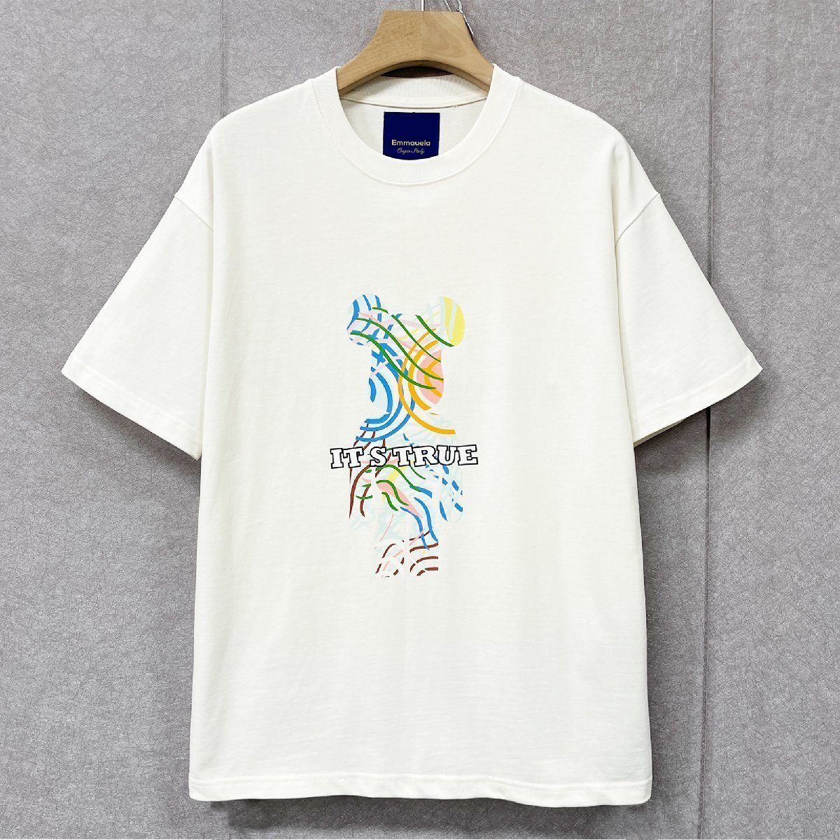 逸品・半袖Tシャツ 定価2万◆Emmauela・イタリア・ミラノ発◆コットン100% 薄手 通気 クマ おしゃれ カラフル 定番 2XL/52サイズ_画像1