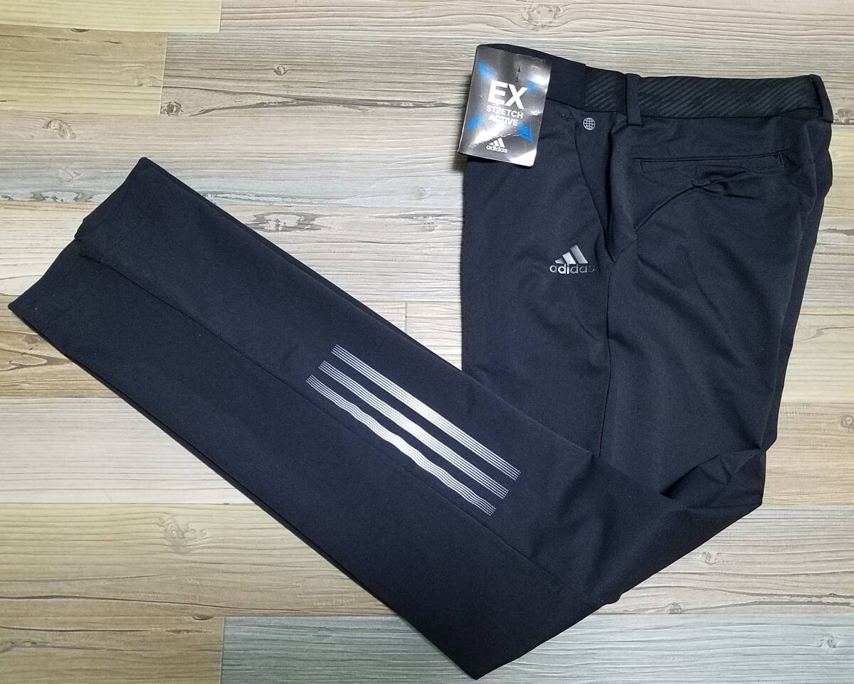 〓アディダス〓adidas GOLF 3ライン EXストレッチ ACTIVE スリーストライプス パンツ黒 85〓新品〓_画像1