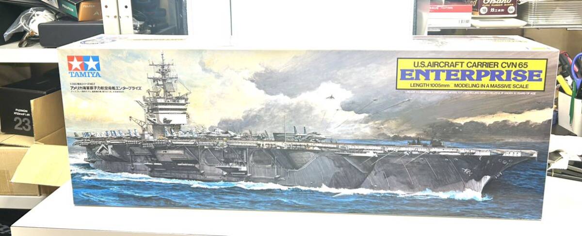 未組立 1/350 アメリカ海軍 原子力航空母艦 CVN-65 エンタープライズ 艦船シリーズ No.7 タミヤの画像1