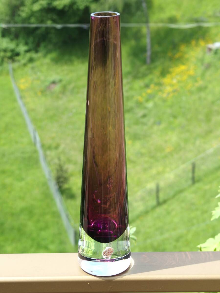 北欧雑貨 スウェーデン製 Kosta (コスタボダ) SEA Glasbruk AB 1960年代製 ヴィンテージ 花瓶/花器/一輪挿し (紫、パープル)_画像9