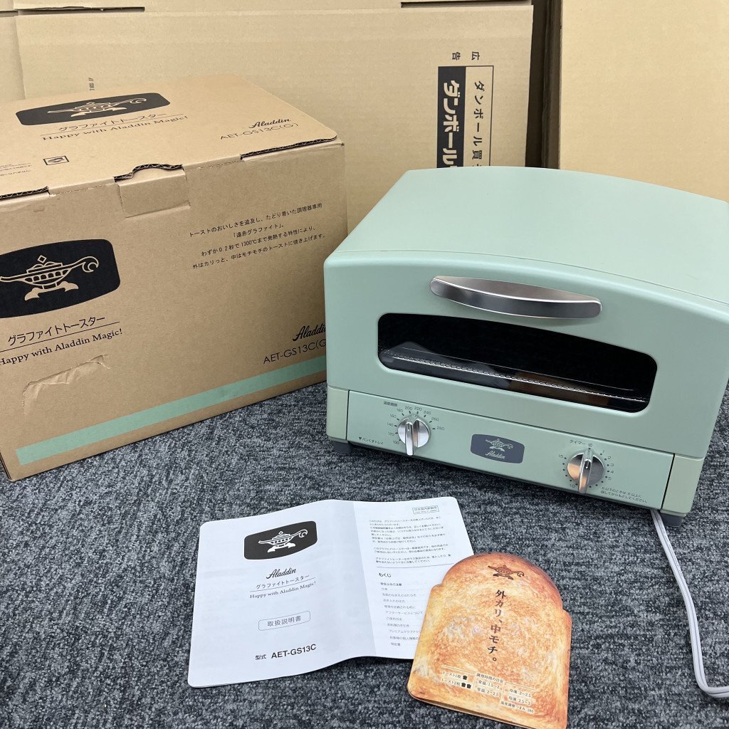 124852*[ beautiful goods ]Aladdin Aladdin graphite toaster AET-GS13C green 2022 year made instructions have 
