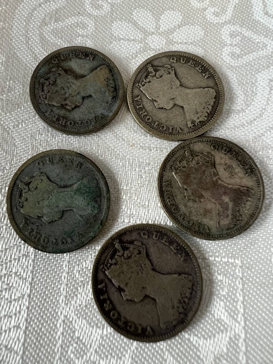 【家族私物】銀貨 英国領香港10セント銀貨14枚おまとめ。1800年代、1900年代初頭、190-20年代のもの。の画像3
