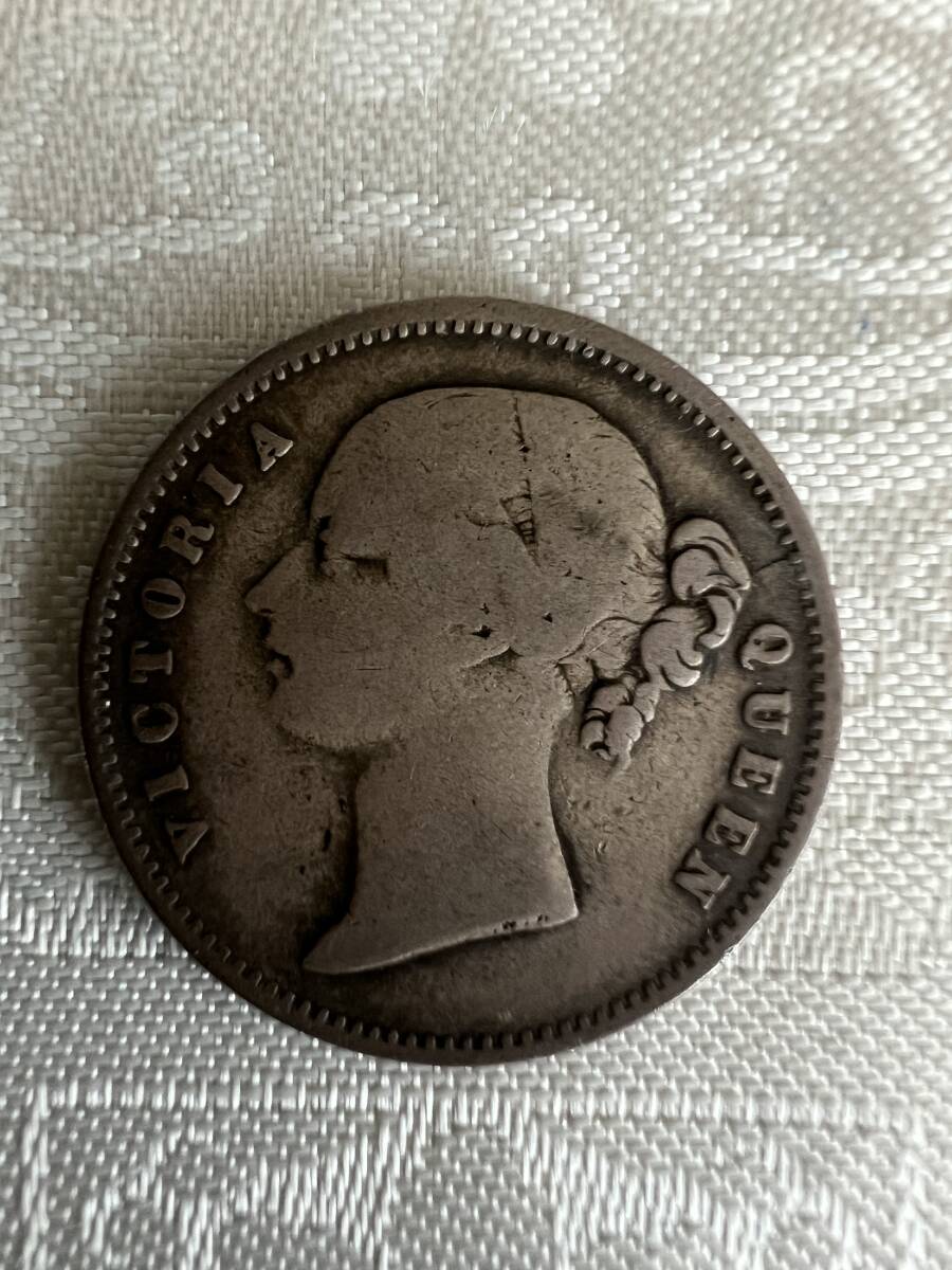 【家族私物】1840年、1899年 イギリス領インド Half Rupee 銀貨 東インド会社 2枚おまとめの画像4