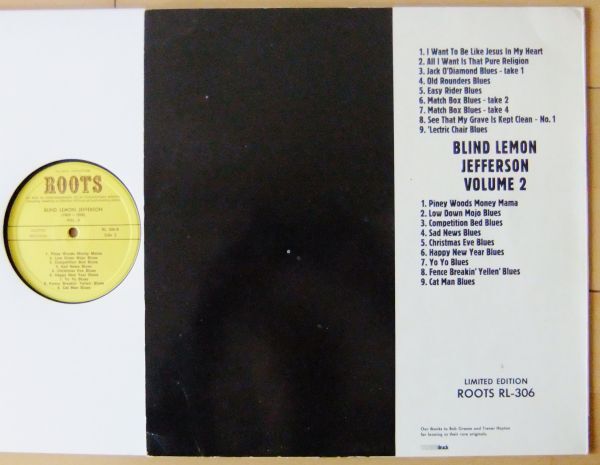 BLUES LP ■Blind Lemon Jefferson / Volume 2 (1925-1929)[ Austria Roots RL-306 ]_画像2