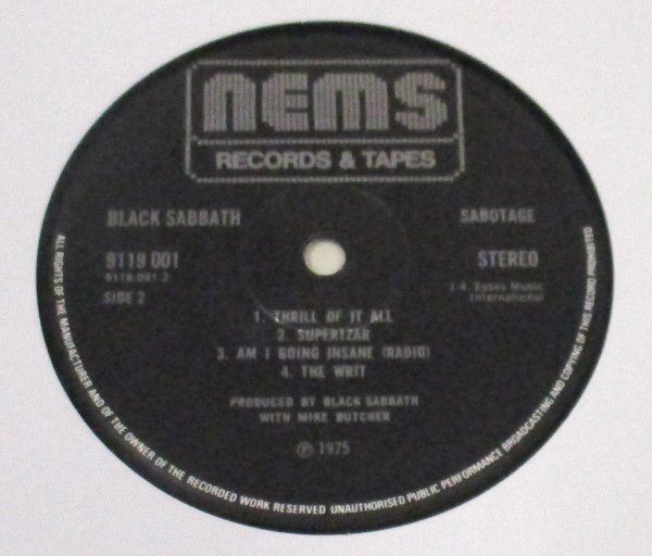 ☆MINT-彡 英國盤 Black Sabbath Sabotage [ UK ORIG '75 NEMS 9119 001 ]_画像4