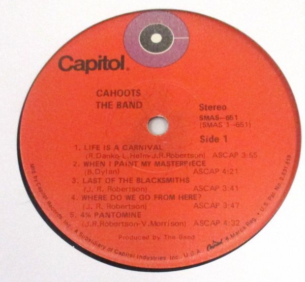 ☆彡 The Band Cahoots [ US '71 Capitol Records SMAS 651 ] Winchester Pressingの画像3