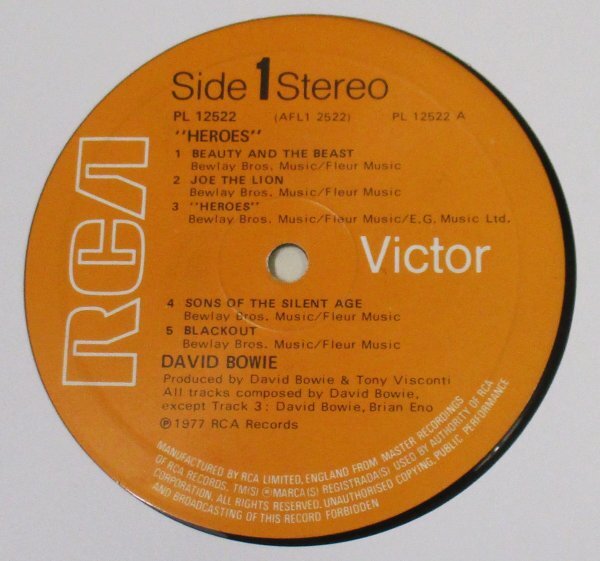 ☆ MINT- 彡 英國盤 David Bowie Heroes [ UK Original '77 RCA Victor PL 12522 ]_画像5