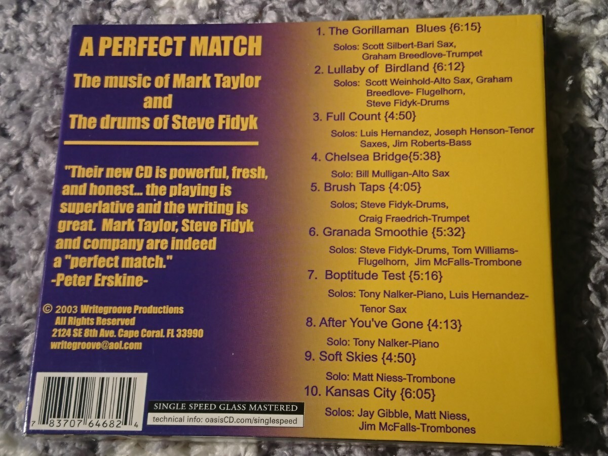  ●CD● The music of Mark Taylor and The drums of Steve Fidyk / A PERFECT MATCH (783707646824)の画像2