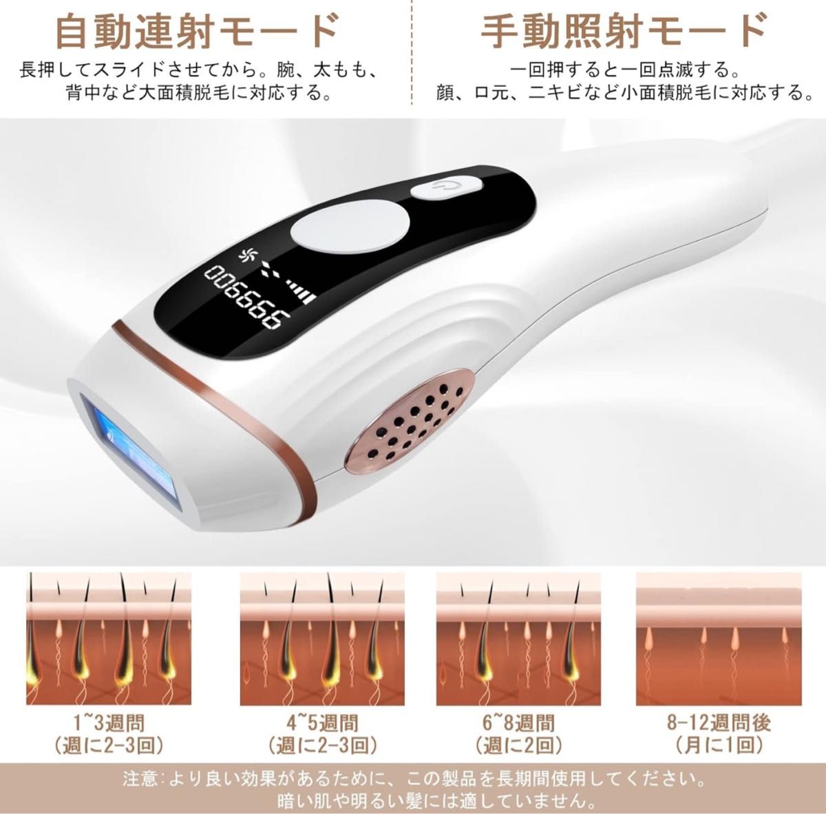 脱毛器 99万照射 IPL光脱毛器 全身 5段階調節 光エステ 手動/自動照射モード 連続フラッシュ ムダ毛処理 日語説明書付