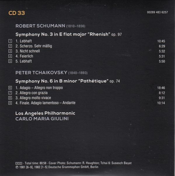 [CD/Dg]シューマン:交響曲第6番ロ短調Op.74他/C.M.ジュリーニ&ロサンジェルス・フィルハーモニック 1980_画像2