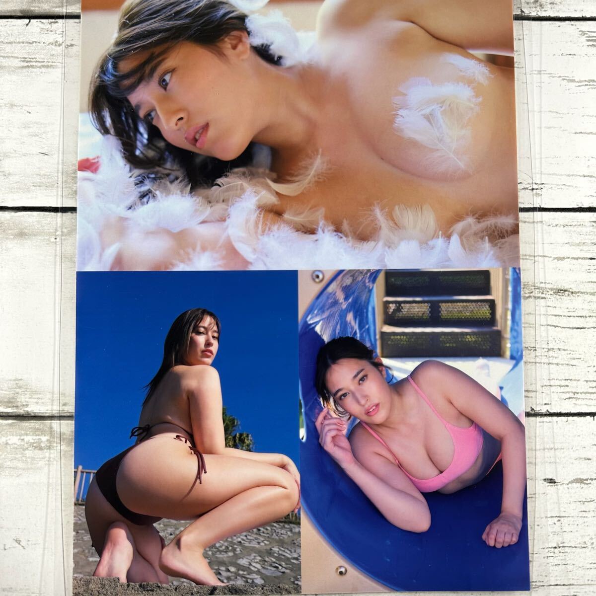 [ high quality laminate processing ][ flat rice field pear .] FLASH 2021 year 3/16 magazine scraps 4P A4 film swimsuit bikini model performer woman super 