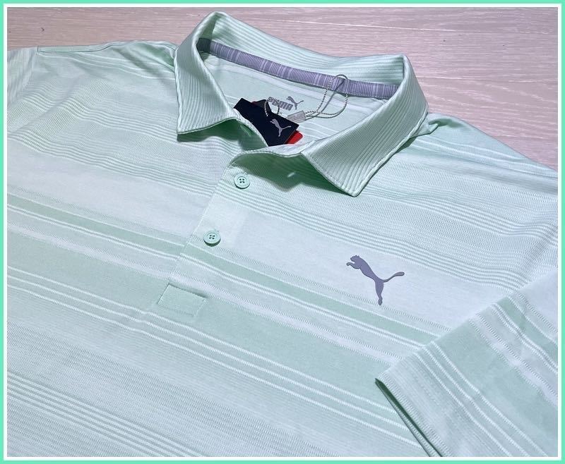  Puma Golf USXXL(4L-5L ширина 65cm) рубашка-поло *PUMA/ незначительный зеленый / высота стрейч / America витрина товар * большой размер. Golf одежда * бесплатная доставка 