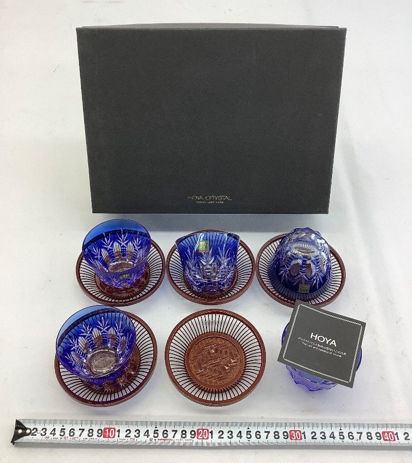 HOYA 他 切子グラス・茶器・クリスタルガラス/義山満・色被せ切子 多数まとめ 中古品 ACBの画像2