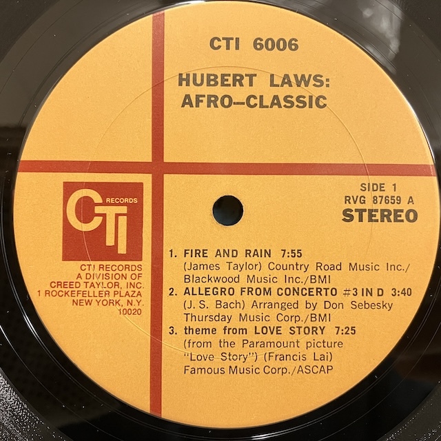 ■即決 FUSION Hubert Laws / Afro Classic CTI6006 jf33439 米オリジナル、Vangelder刻印 ヒューバート・ロウズ_画像5