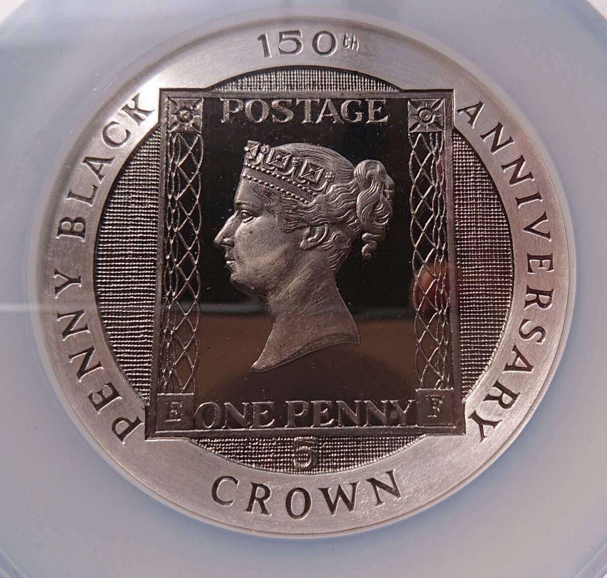 1990年 イギリス領マン島 ペニーブラック150周年記念 5オンス特大銀貨 NGC GEM PROOF_画像1