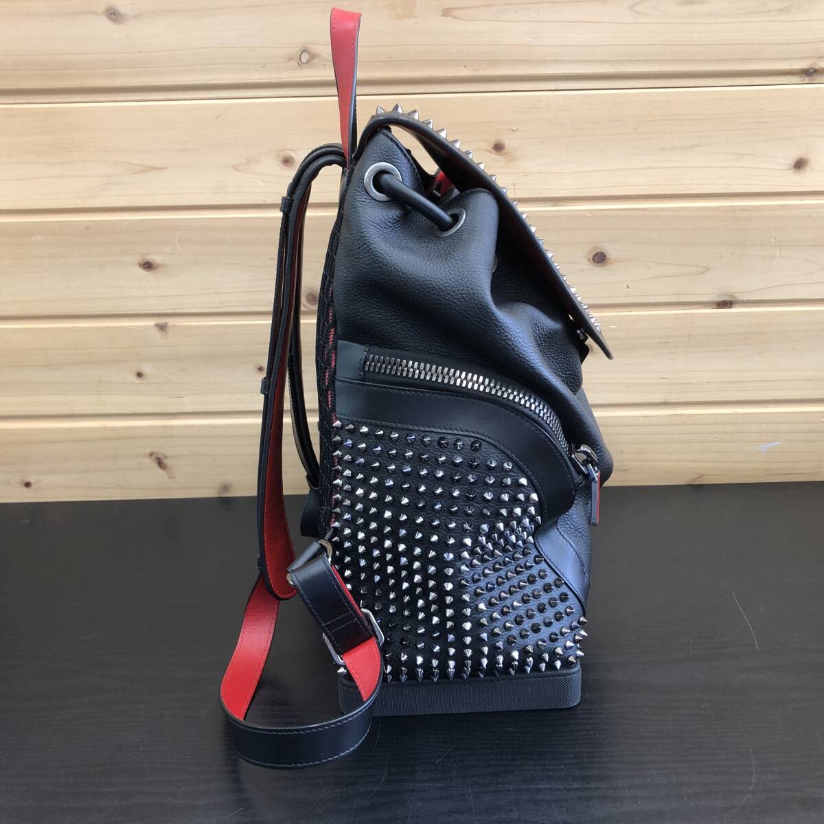 【10000円スタート】超美品 正規品 Christian Louboutin ルブタン エクスプローラファンク リュックサック レザー スパイクスタッズの画像2