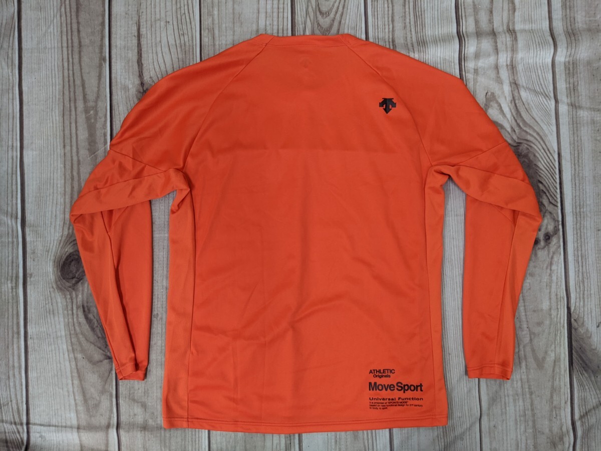 17．デサント Descente MOVE SPORTS DNMMQJB50 デカロゴ 長袖 速乾 Tシャツ メンズO オレンジ黒 x806の画像3