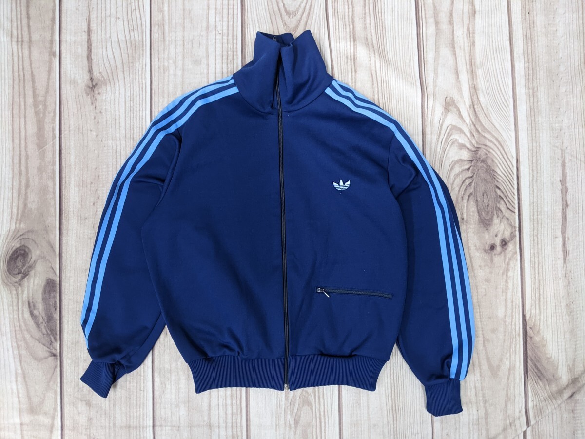 20.adidas 70s Descente Adidas с высоким воротником Vintage y2k спортивная куртка retro джерси 80s мужской S темно-синий бледно-голубой серия x804