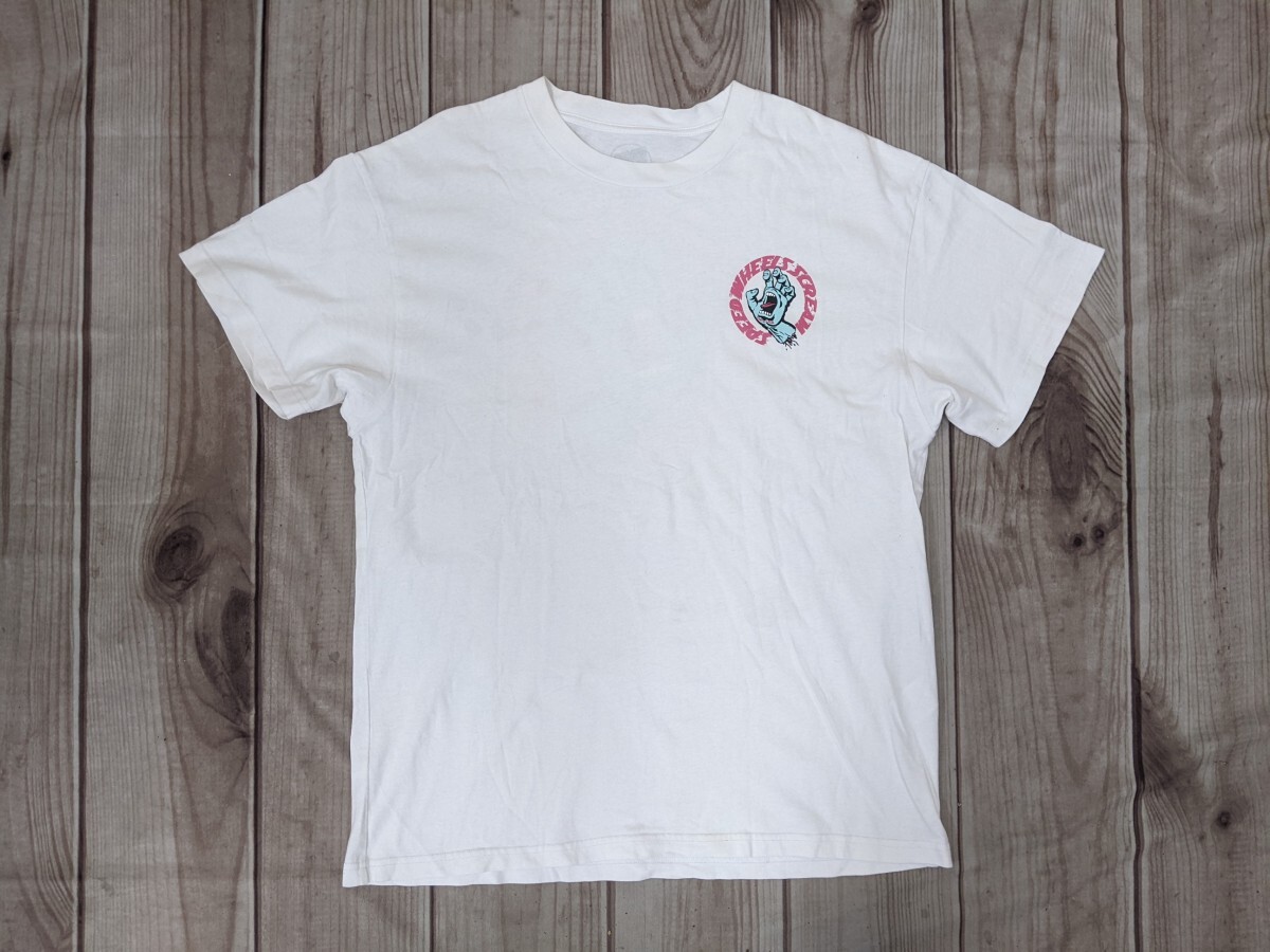 8．サンタクルーズ SANTA CRUZ スクリームハンド ゴア デザイン 半袖Tシャツ メンズXL 白ピンク薄緑系 x909_画像3