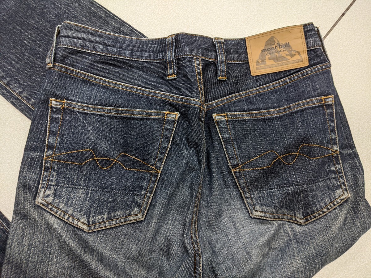 15．鬼ヒゲ 鬼ハチノスmont-bell モンベル STYLE2105236 ストレッチ ヴィンテージライク デニムジーンズ12oz メンズS　ネイビー x102_画像3