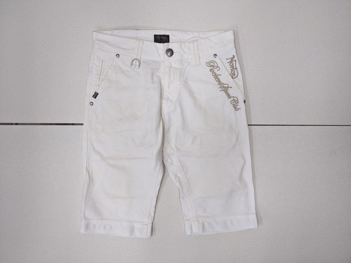 10. Norton Norton back te Caro go embroidery white Denim shorts size 32 white beige group y107