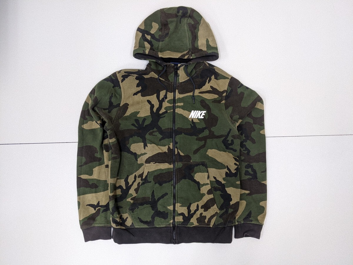3.NIKE Nike camouflage camouflage Zip up sweat Parker f-ti men's M khaki black y106