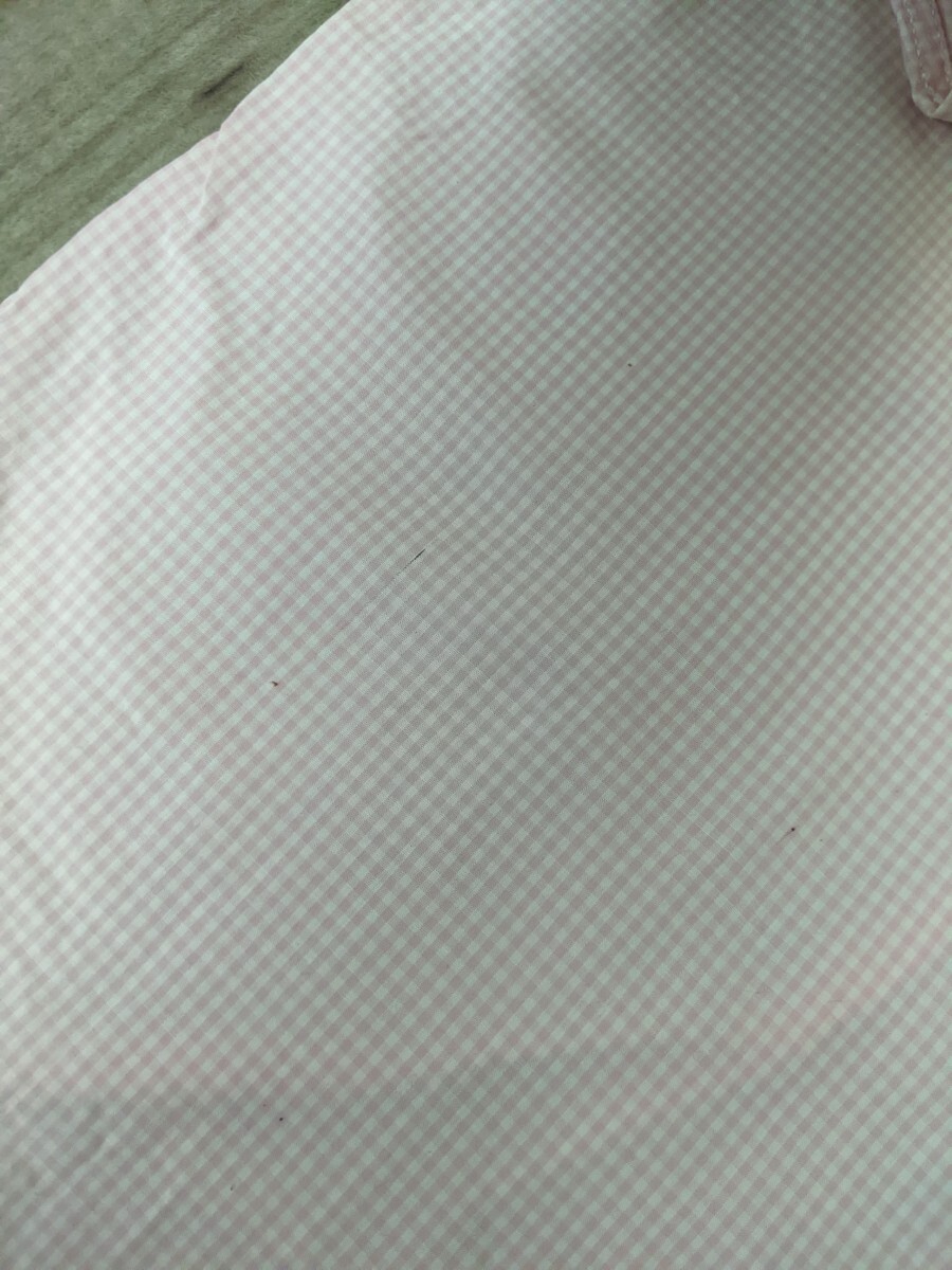 13．バーバリー ブラックレーベル BURBERRY チェック柄 七分丈 半袖ボタンダウンシャツ メンズ3 ピンク白 x708の画像6
