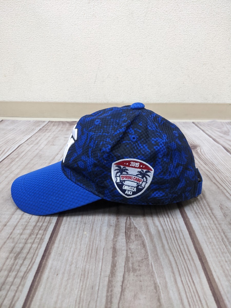 9．阪神タイガース 2019 GINOZA AKI 立体ロゴ ベースボールキャップ メッシュ 野球帽 面ファスナー サイズF 青黒白 x808の画像3