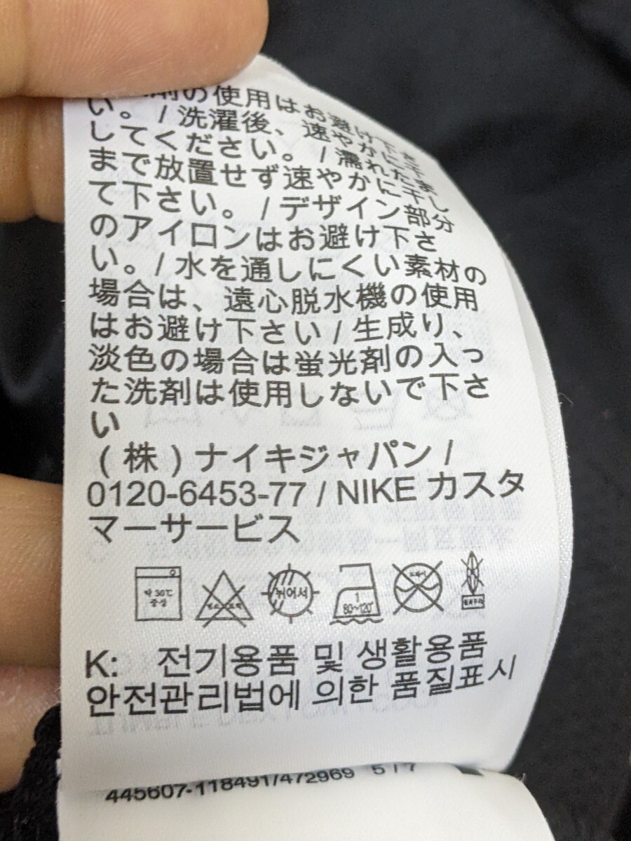 17．状態良好 NIKE ナイキ DRI-FIT スウォッシュ 速乾 長袖インナーシャツ インナーウェア トレーニングウェア メンズM黒グレーx807_画像8