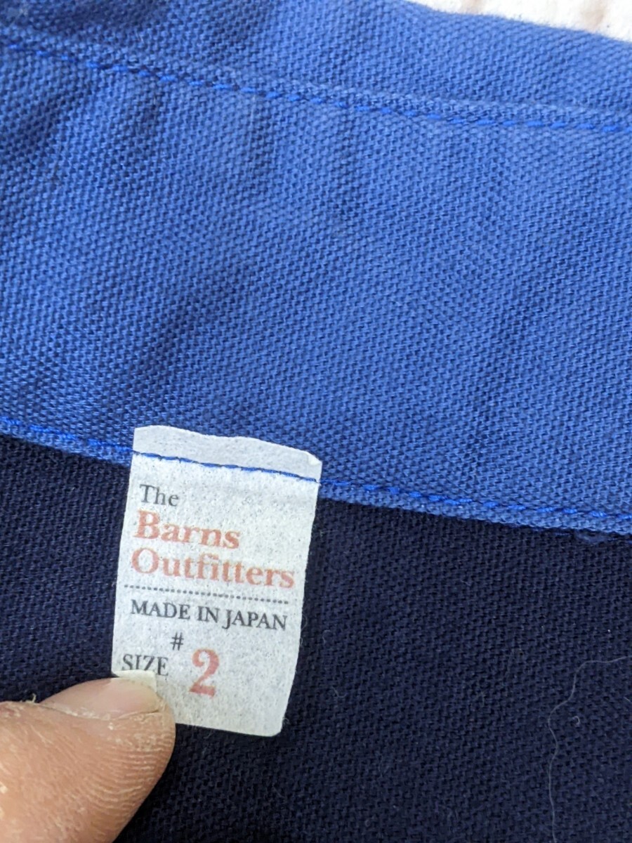 5．日本製 BARNS 高荘 コットン 帆布生地 ボタンダウンシャツ メンズ2 ネイビー群青色 x905の画像3