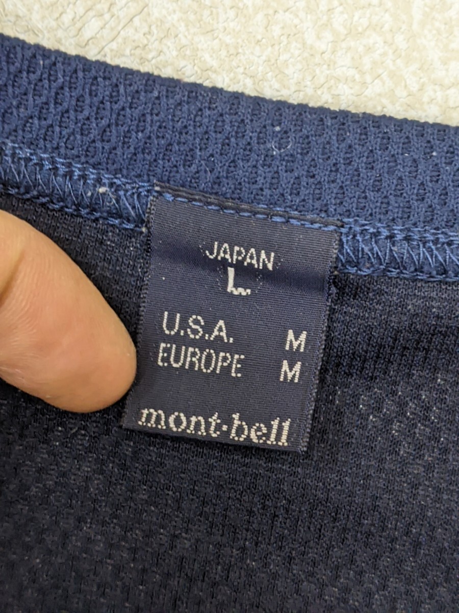 18．モンベル mont-bell style 1104619 ウィックロン ハニカムクール ロングスリーブTシャツ メンズL ネイビーグレー アウトドア x110の画像3