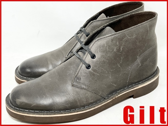 即決★Clarks★UK7G=約25cm レザーチャッカブーツ クラークス グレー デザート シューズ 本革_画像1