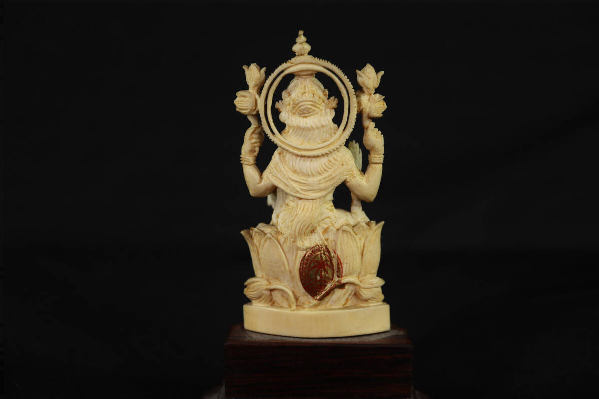 細密彫刻  人物  仏像 東洋彫刻 インドの神様 置物 天然 白材 /マンモスの画像5