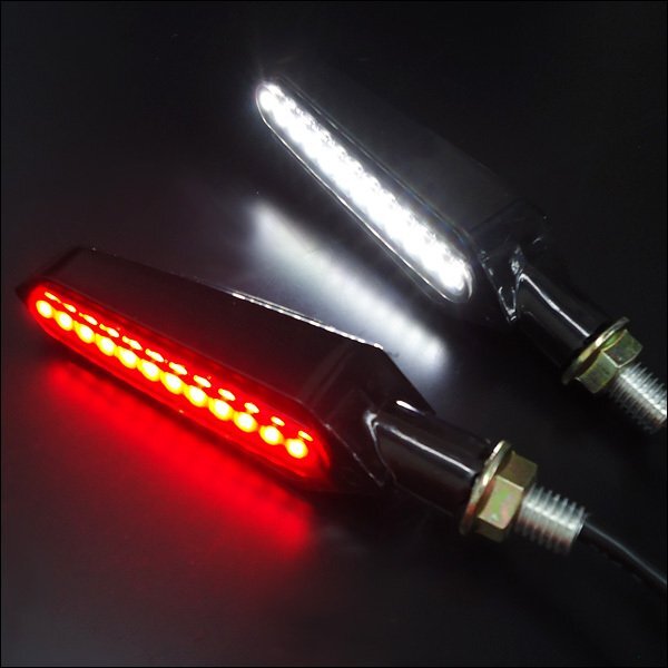 送料無料 LED流れるウインカー 4個セット バイク汎用 デイライト 白 ブレーキ 赤 +2pinリレー (X68)/23_画像5