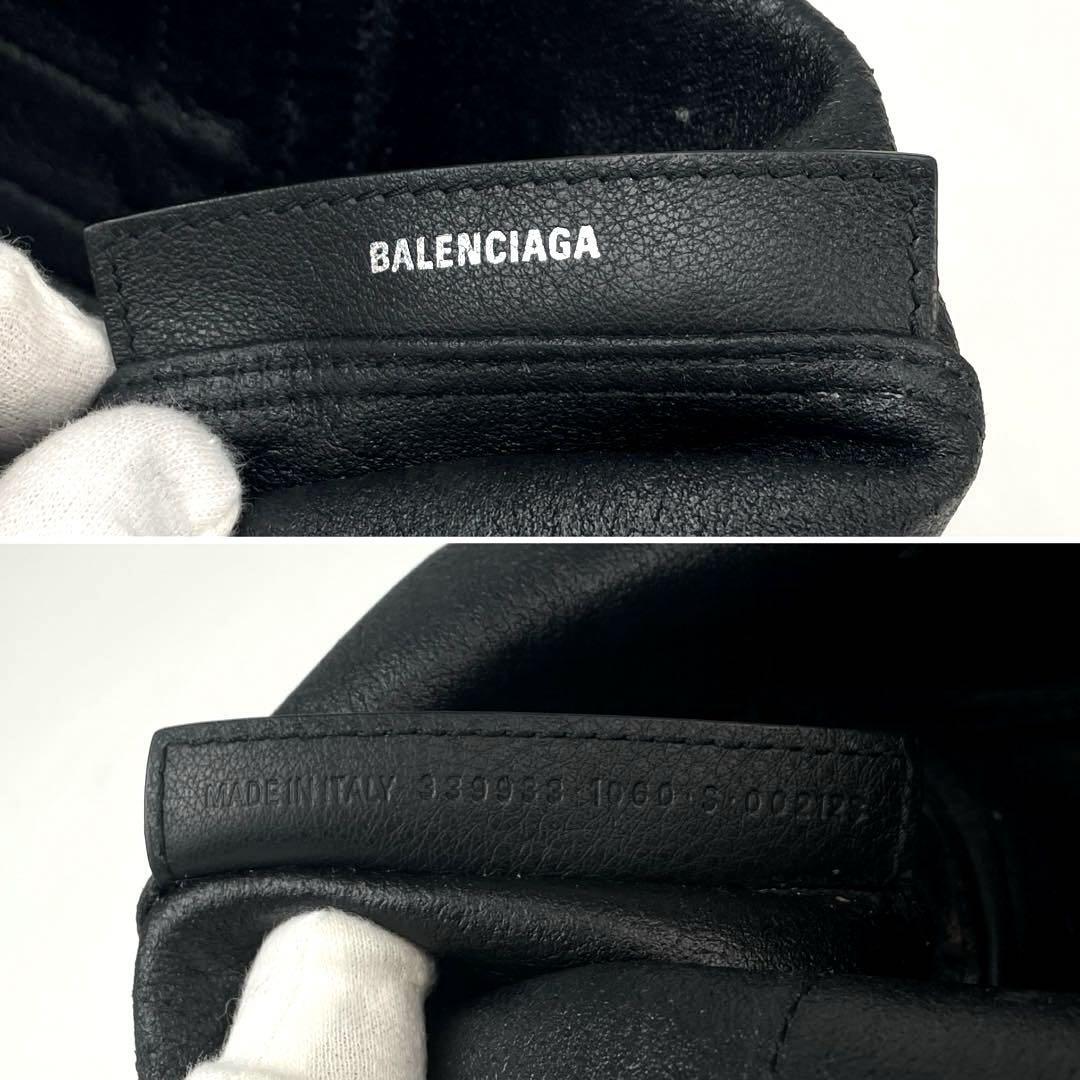 【美品】BALENCIAGA バレンシアガ トートバッグ ハンドバッグ ネイビー カバス Ｓ エブリデイ ロゴ 男女兼用 大人気 レザー 339933 黒の画像9