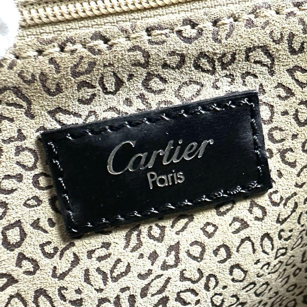 【極美品】Cartier カルティエ パンテール ミニトート ハンドバッグ パンサー 豹柄 フォーマル 男女兼用 ビジネス 肩掛け カーフレザー 黒の画像9