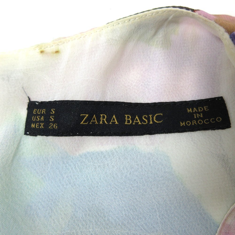 ≡◆ZARA（ザラ）▼ノースリーブ花柄ワンピース▼ホワイト×ブルー系▼Sサイズ▼ひざ丈▼ひらひらワンピース_画像8