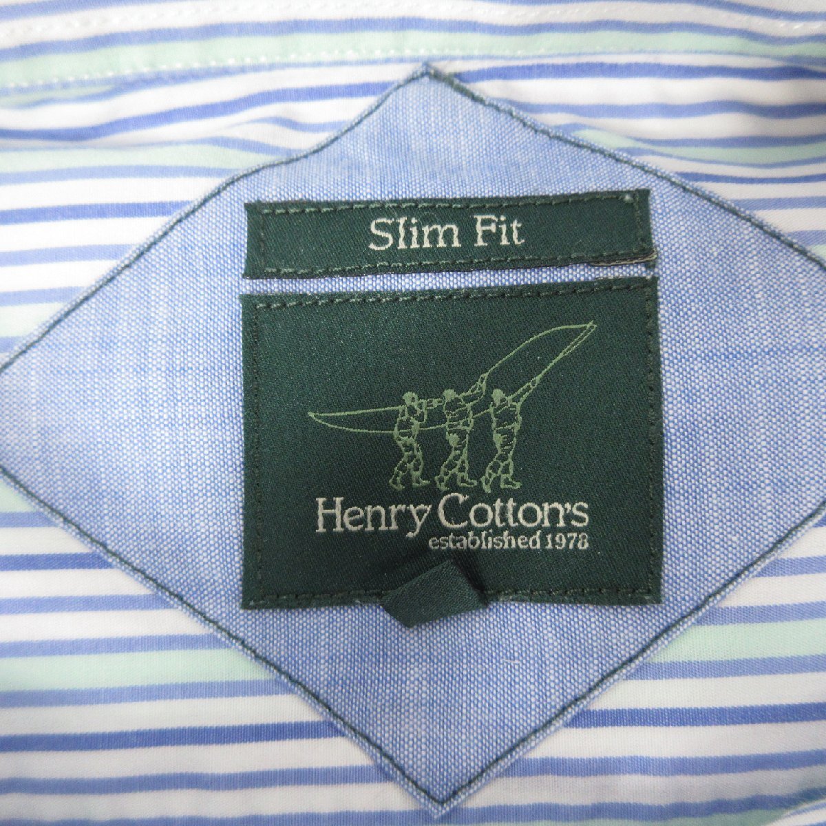 △▼ Henry Cotton's ヘンリーコットンズ シャツ♪ストライプ40♪スリムフィット♪ピンク＆ブルーの画像6