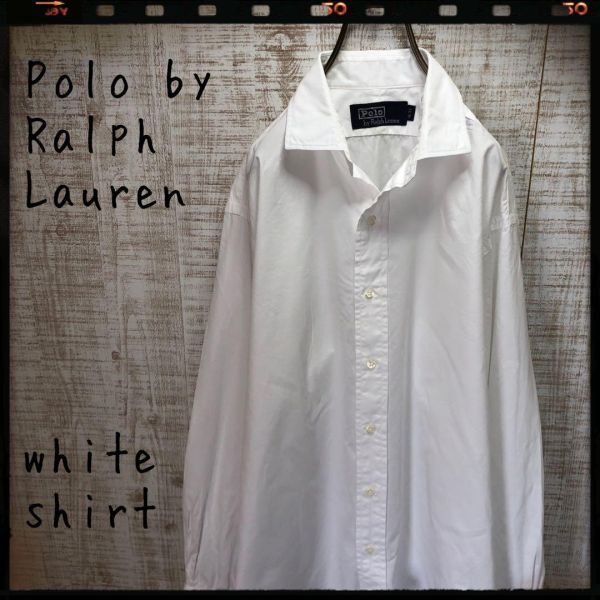 ポロバイラルフローレン ホワイトシャツ 白シャツ 無地 長袖 古着 16-33 ホワイト メンズ レディース おしゃれ 4190の画像1