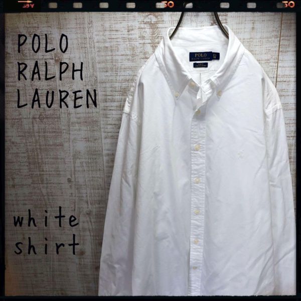 ポロ ラルフローレン ホワイトシャツ レア 白ポニー刺繍 長袖 古着 ホワイト メンズ レディース おしゃれ 4219の画像1