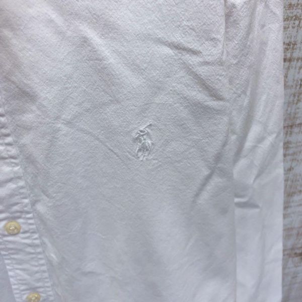 ポロ ラルフローレン ホワイトシャツ レア 白ポニー刺繍 長袖 古着 ホワイト メンズ レディース おしゃれ 4219の画像6